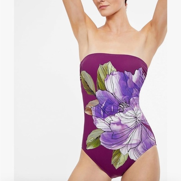 Gottex Bandeau One Piece Swimsuit Plum Size 8 NEW! - Picture 3 of 7